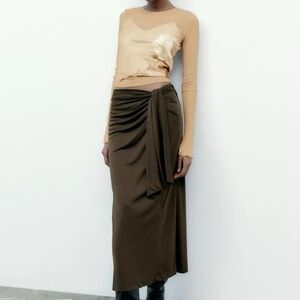 Zara Brown Bow Women's Skirt